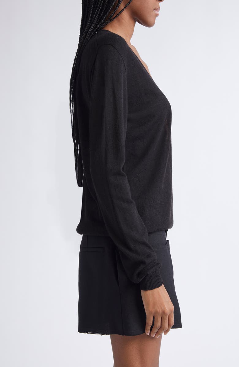 Rick Owens Extreme V-Neck Virgin Wool Sweater, Alternate, color, Black