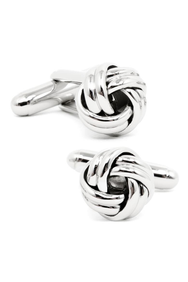 Ox and Bull Trading Co. Knot Cuff Links, Alternate, color, SILVER