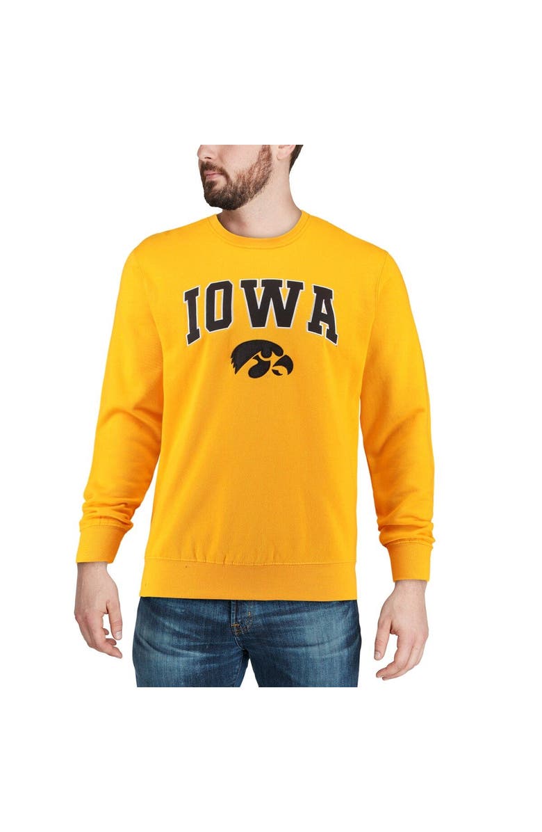COLOSSEUM Men's Colosseum Gold Iowa Hawkeyes Arch & Logo Crew Neck Sweatshirt, Alternate, color, Gold