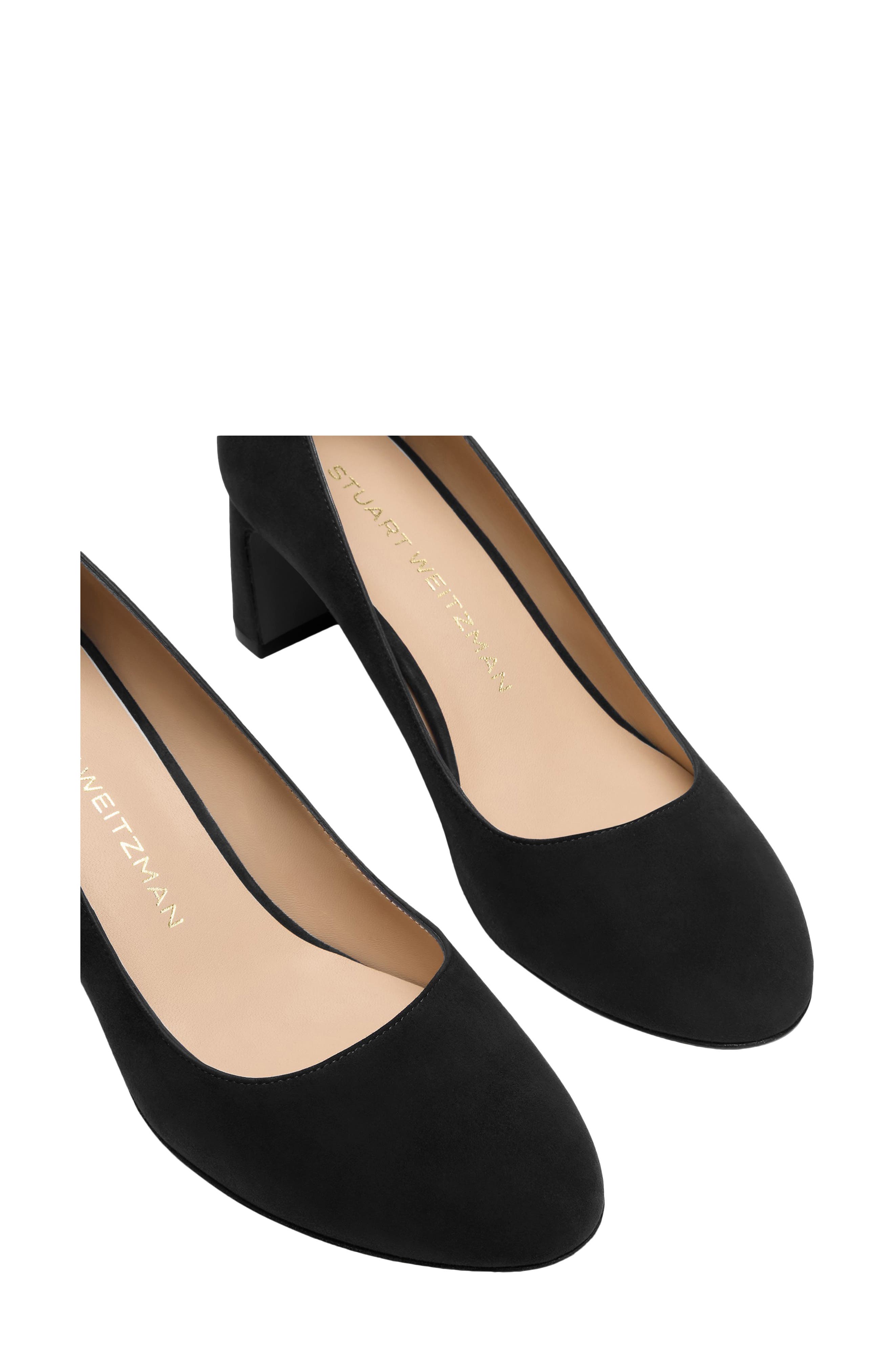 Stuart Weitzman Babette Block Heel Pump, Alternate, color, Black