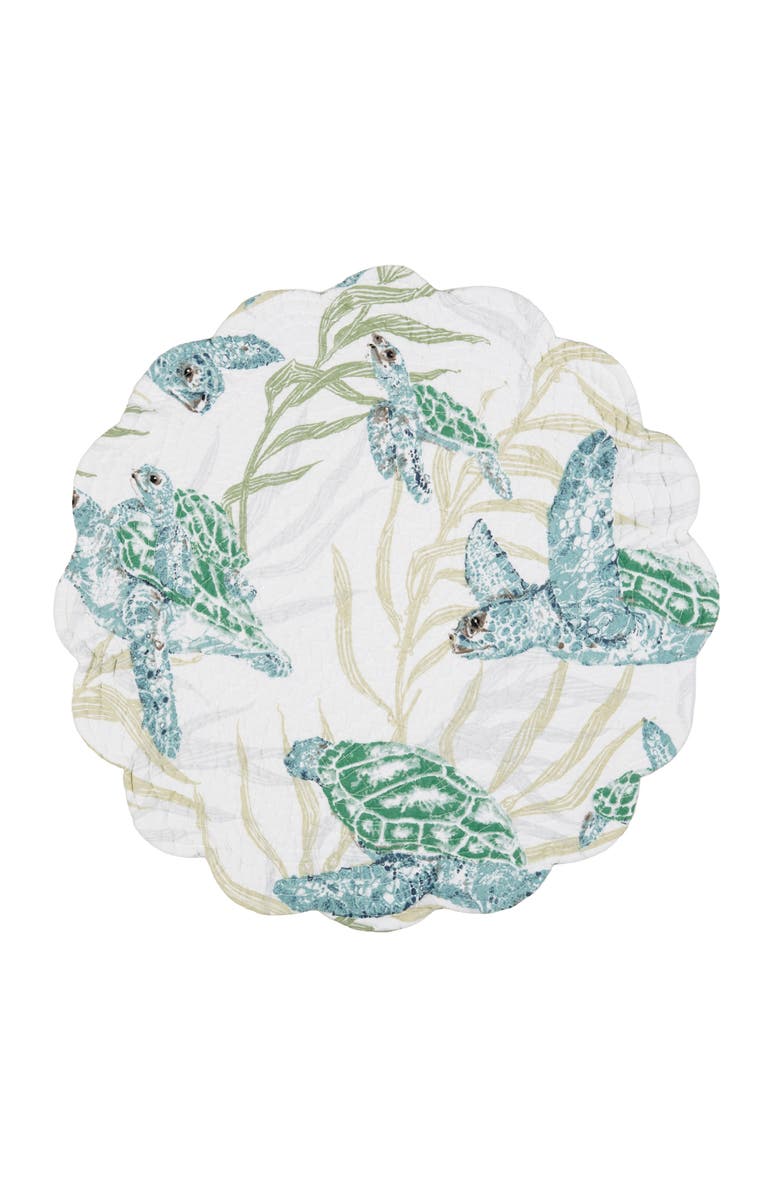 C&F Home Cape Canaveral Reversible Round Set of 6 Placemats 17", Alternate, color, Blue