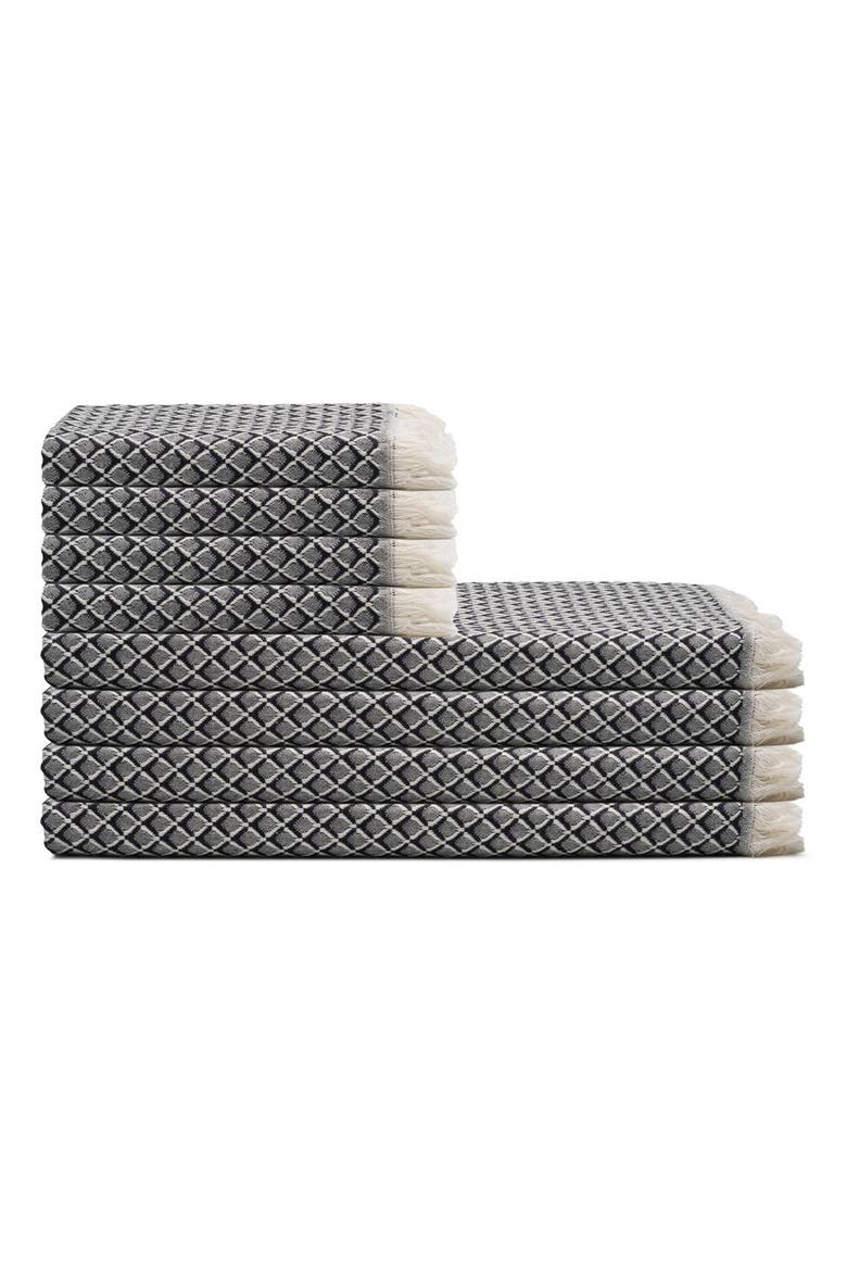 Serenity Grid Turkish Cotton Towel Bundle, Main, color, Black