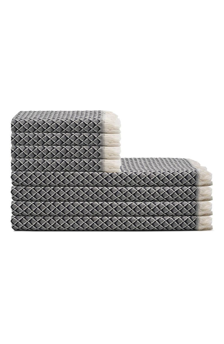 Oliviera Home Serenity Grid Turkish Cotton Towel Bundle, Main, color, Black