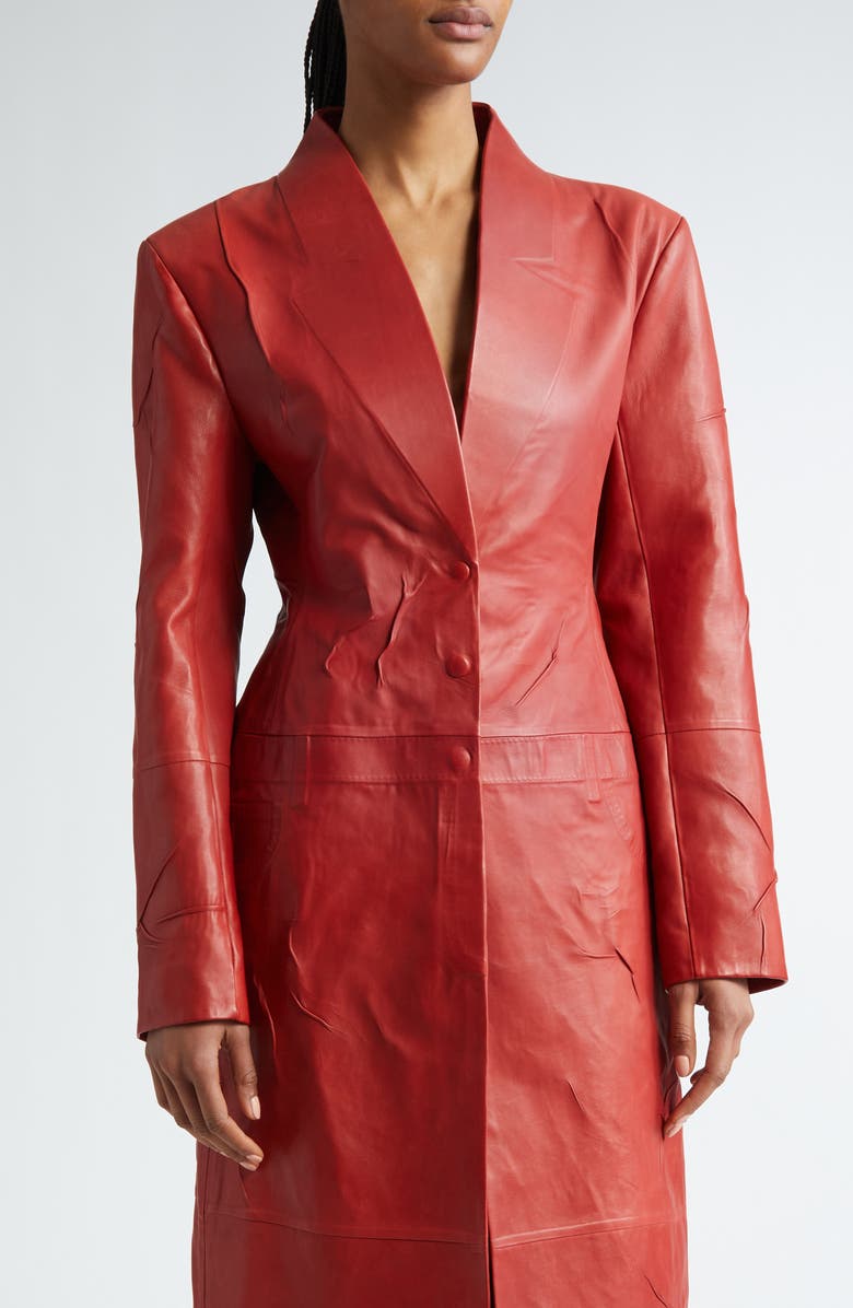 Acne Studios Lurin Creased Lambskin Leather Coat, Alternate, color, 