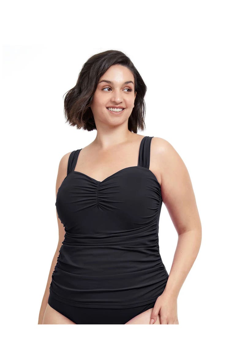 Tutti Frutti Plus Size Sweetheart Underwire Tankini Top, Main, color, Black