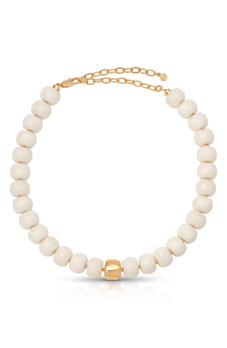 Ettika Power Bead Statement Necklace, Main, color, Bone
