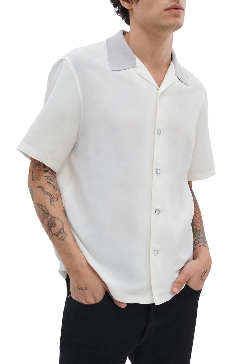 rag & bone Avery Slub Camp Shirt, Alternate, color, Chalk