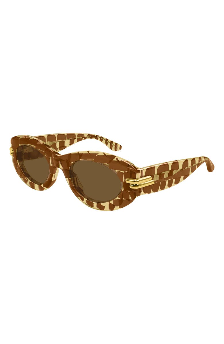 Bottega Veneta 51mm Oval Sunglasses, Alternate, color, Brown