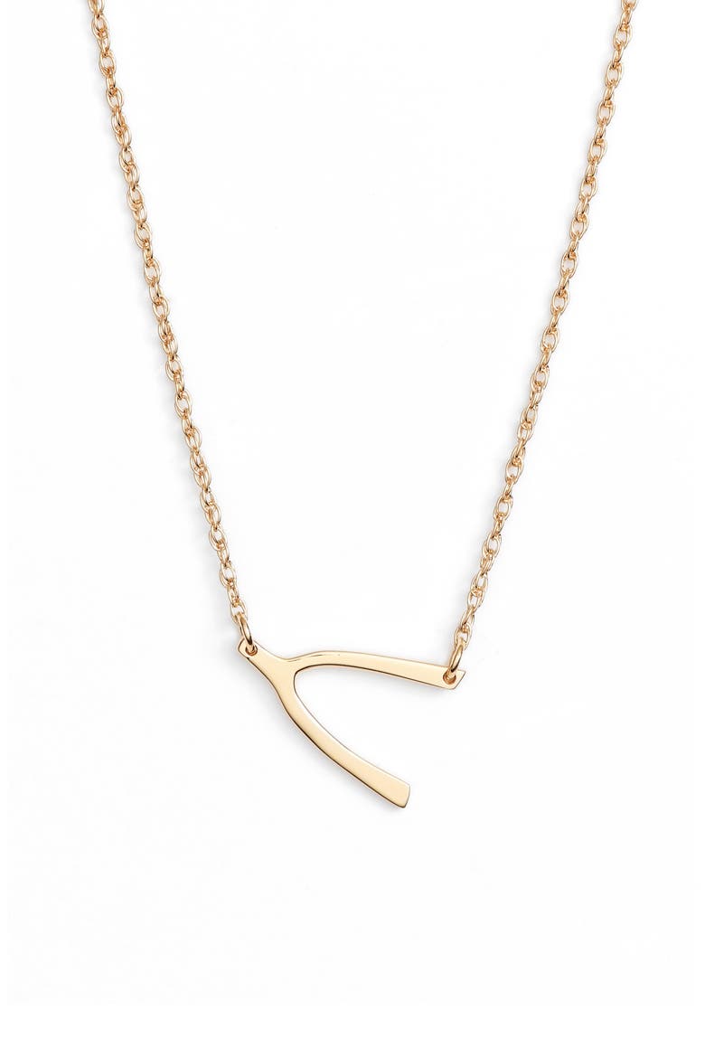 Lily Wishbone Necklace, Main, color, YELLOW GOLD