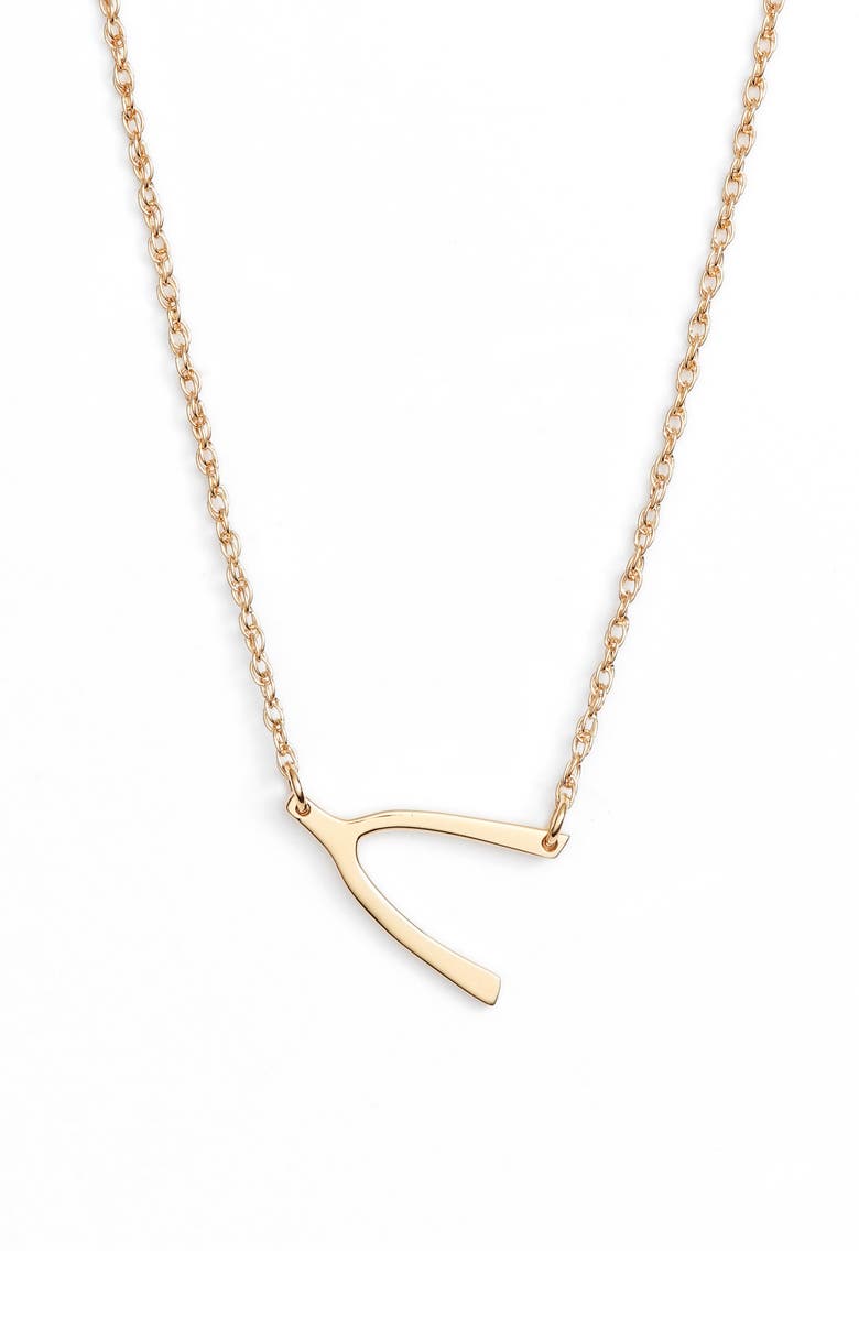Jennifer Zeuner Lily Wishbone Necklace, Main, color, Yellow Gold