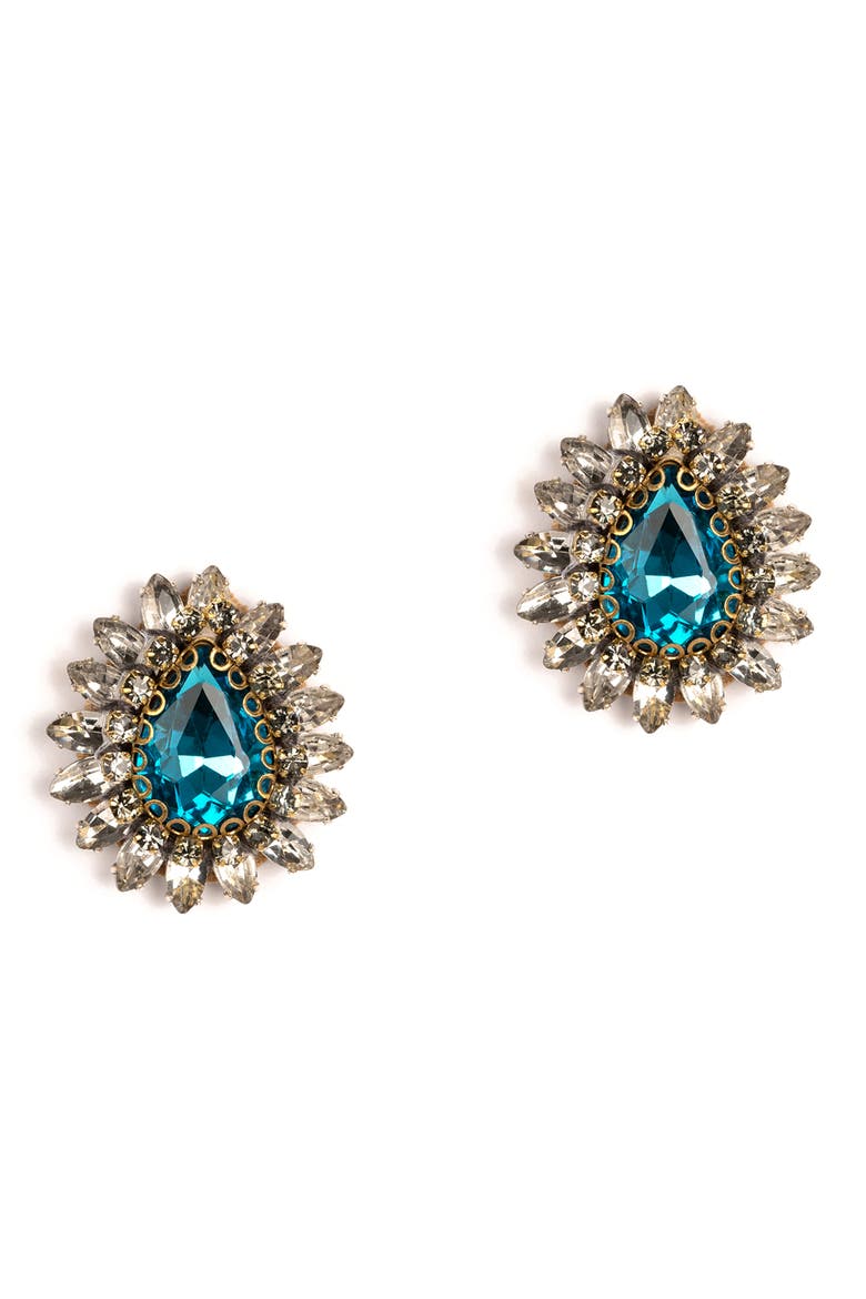 Leesha Crystal Post Earrings, Main, color, TURQUOISE