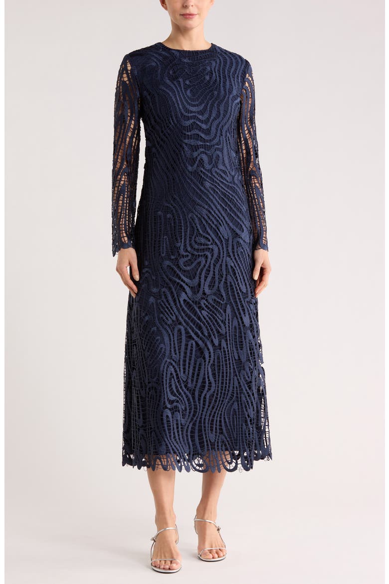 Vanina Lace Long Sleeve Dress, Main, color, MIDNIGHT