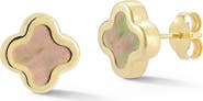 Ember Fine Jewelry 14K Gold Mother of Pearl Clover Stud Earrings