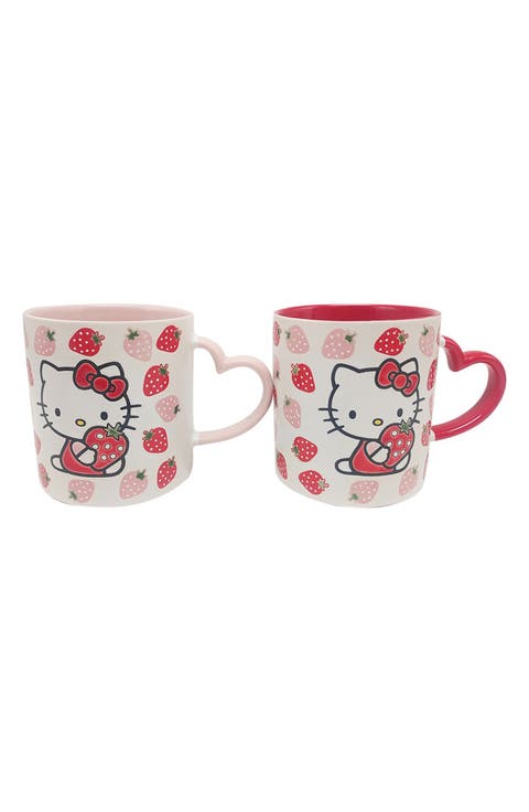 x Hello Kitty® Strawberry Set of 2 Stoneware Mugs
