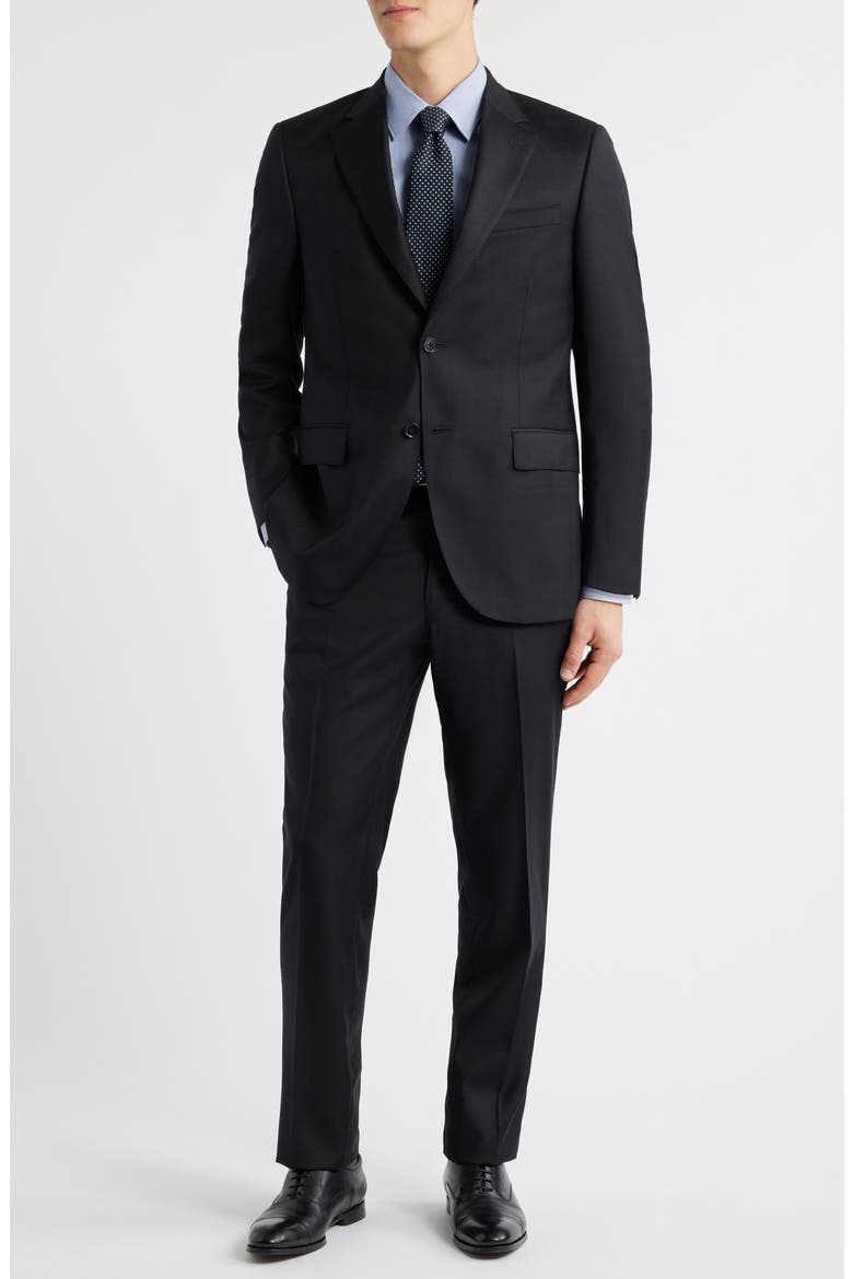 Flynn Cklassic Fit Solid Wool Suit, Main, color, BLACK