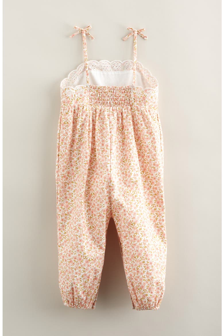 Scalloped Floral Romper, Alternate, color, WHITE- PINK PETITE FLORAL