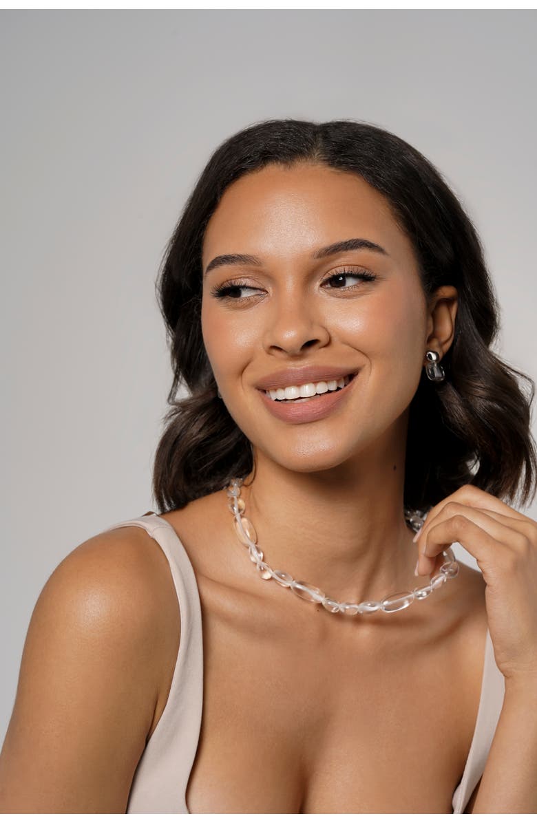 Zynnia Collective See Through Pebble Necklace, Alternate, color, Silver