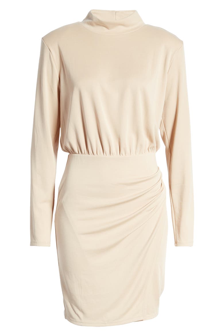 Long Sleeve Mock Neck Minidress, Alternate, color, TAN GREY