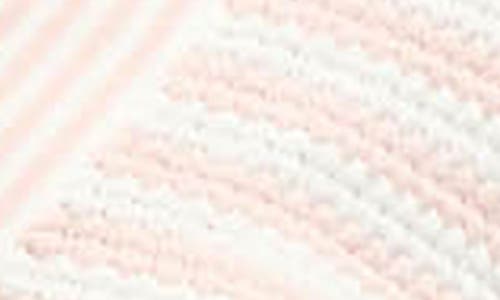 Nvlt Bow Stripe Short Sleeve Cotton Blend Sweater In Blush/marshmallow Stripe