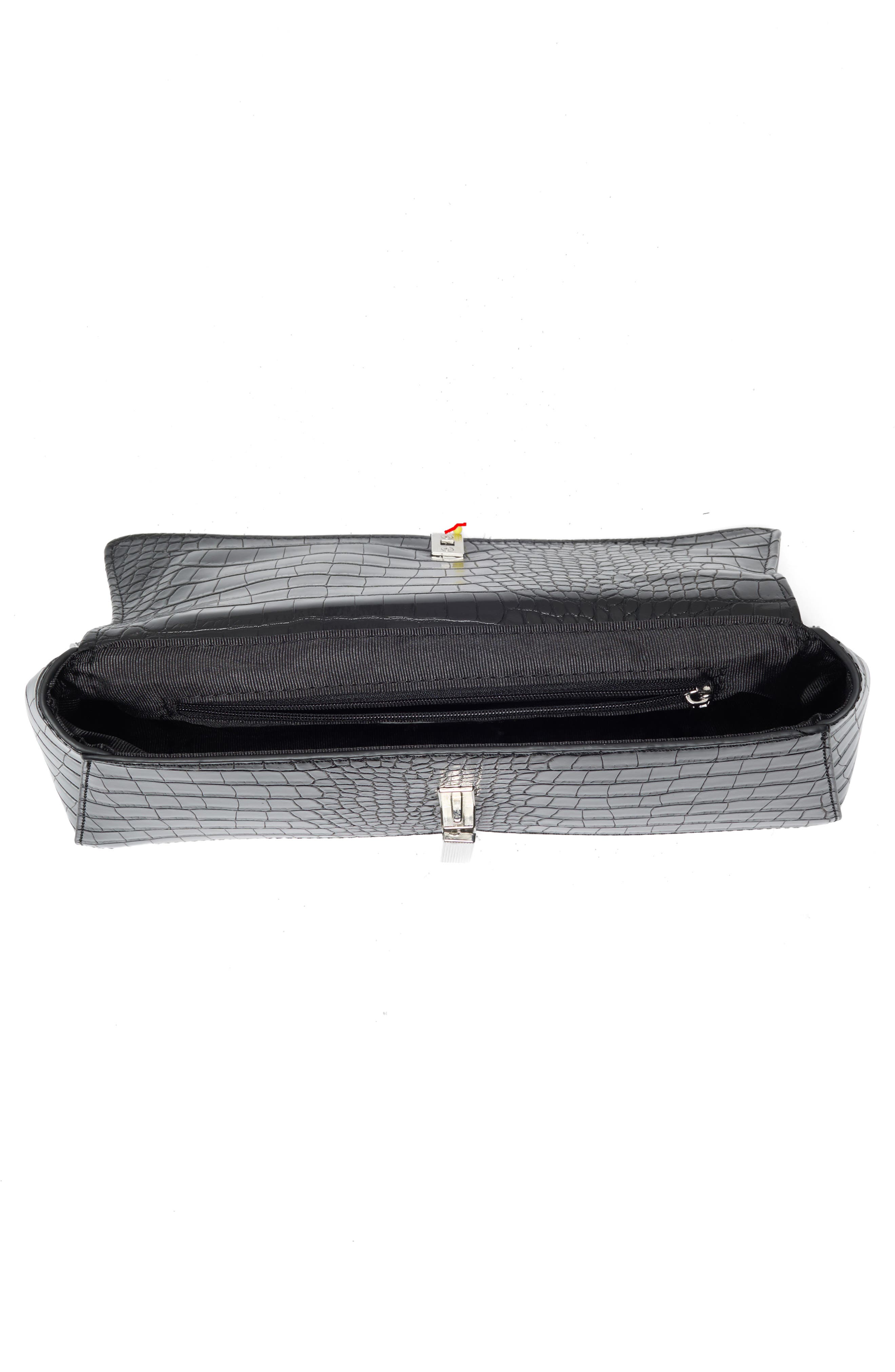 URBAN EXPRESSIONS HANDBAGS Croc Embossed Crossbody Bag, Alternate, color, Black