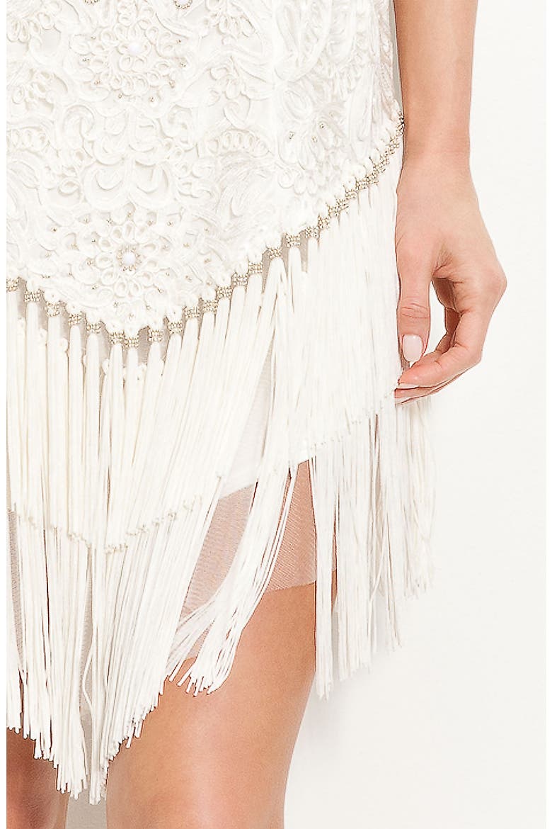 Fringed Sleeveless Sheath Dress, Alternate, color, WHITE