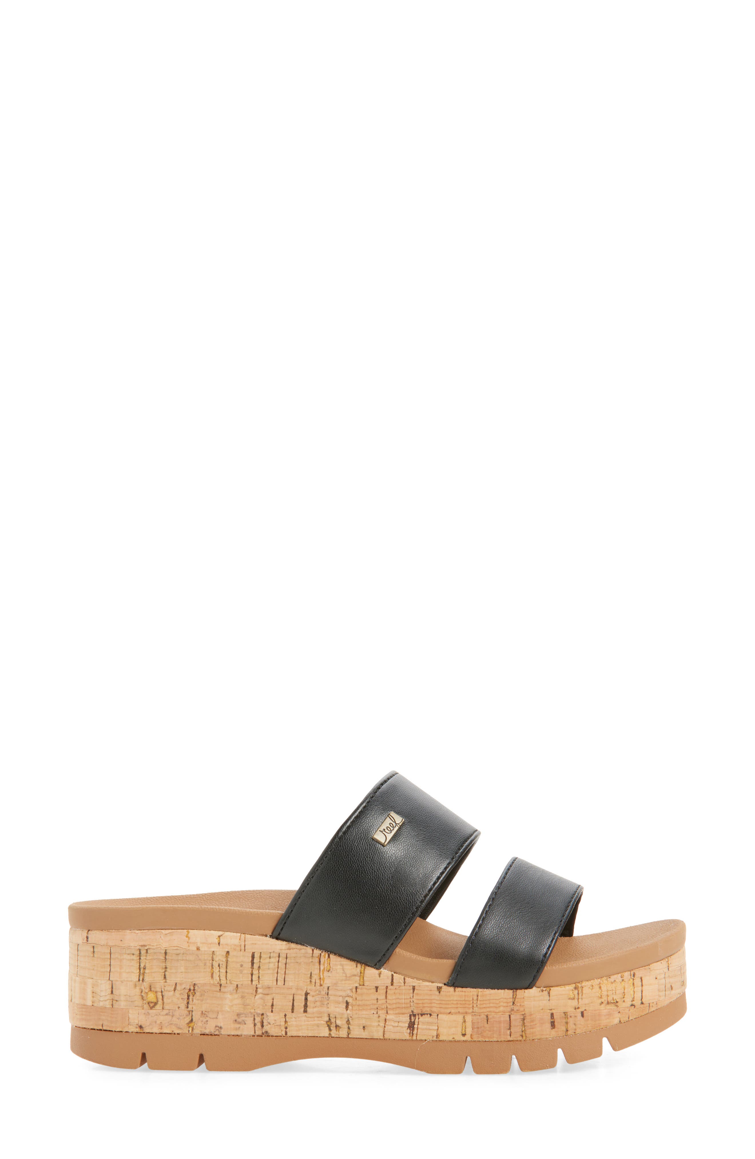 Reef Horizon 2.5 Luca Platform Slide Sandal, Alternate, color, Black/ Tan