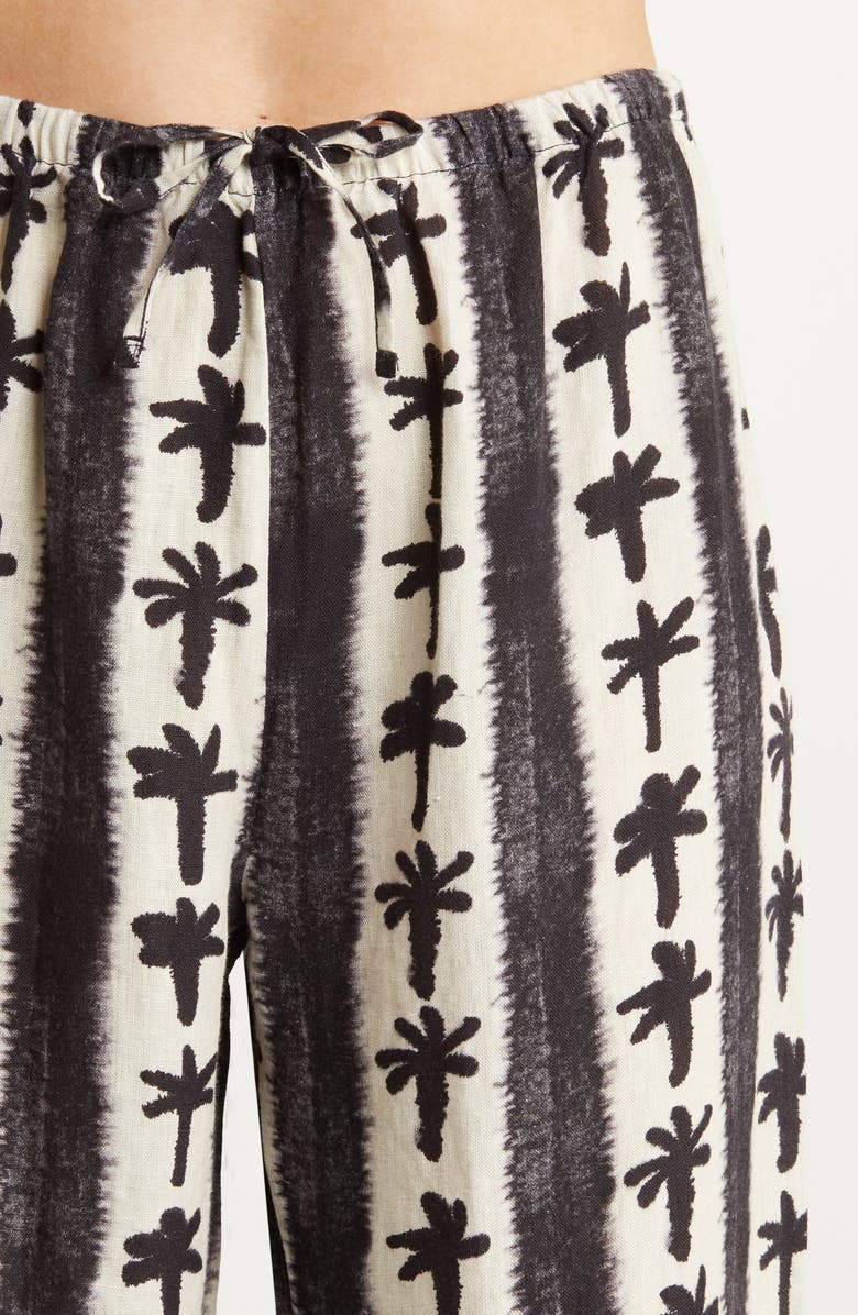 Desmond & Dempsey Palm Stripe Linen Pajamas, Alternate, color,