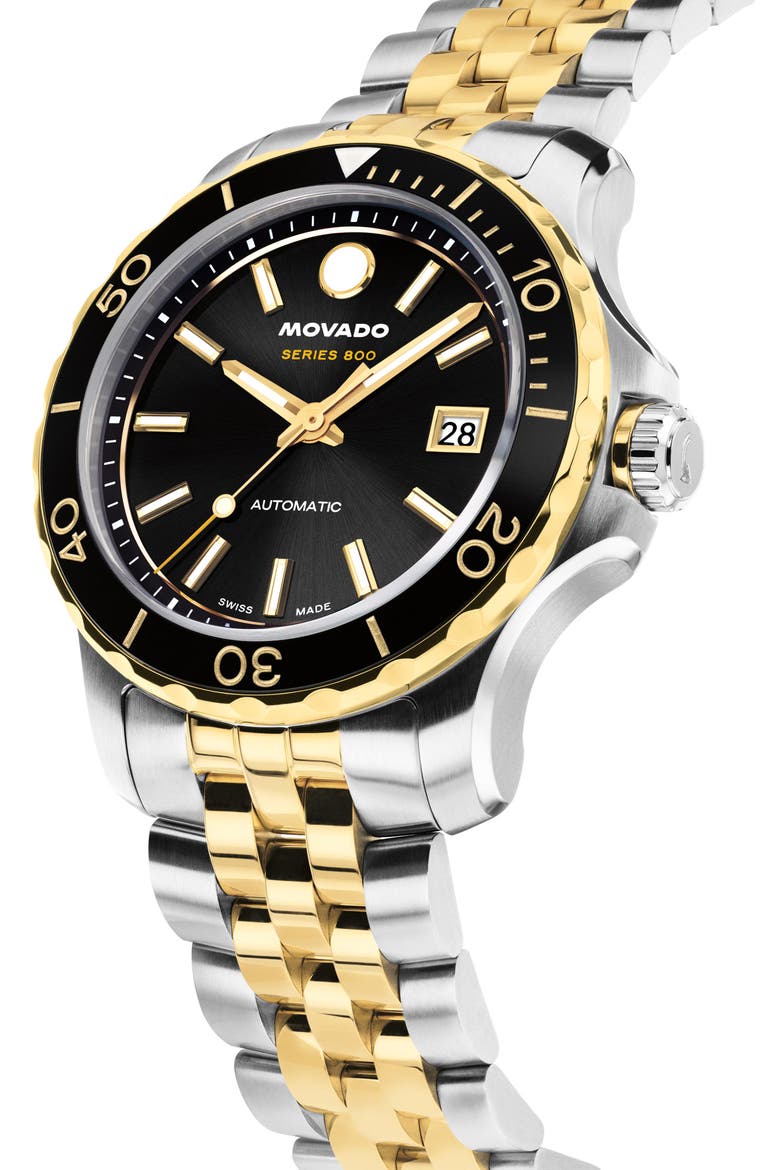 Series 800 Automatic Bracelet Watch, 40mm, Alternate, color, BLACK