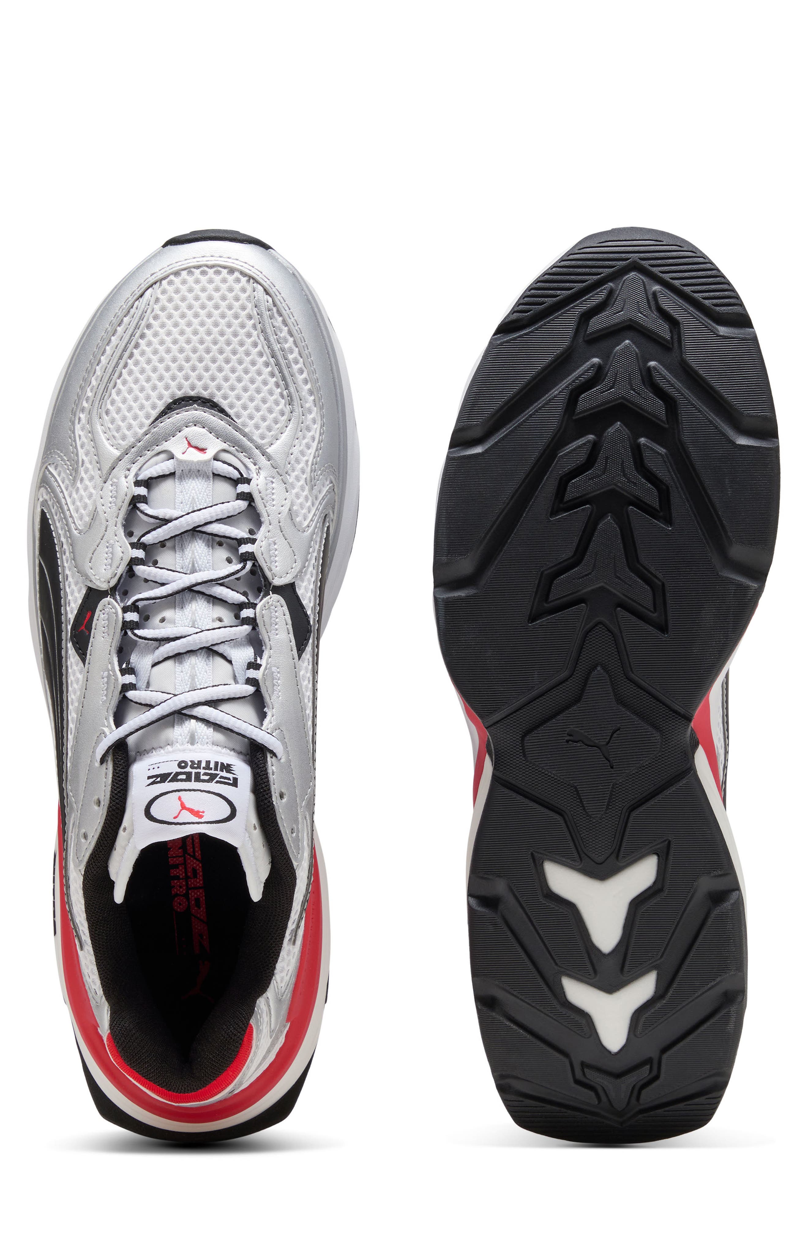 Fade Nitro LS Sneaker, Alternate, color, PUMA SILVER/ PUMA WHITE/ RED