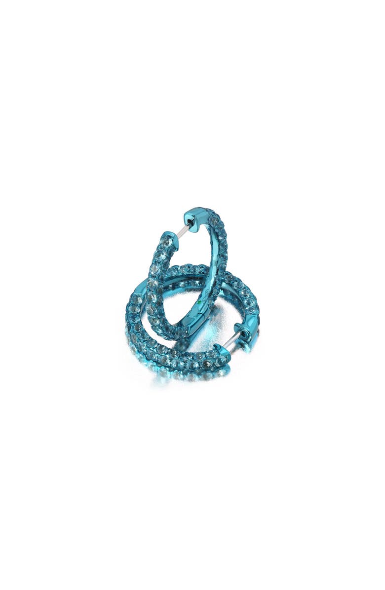 Graziela Large Swiss Blue Topaz & Blue Rhodium 3 Sided Hoops, Main, color, Blue