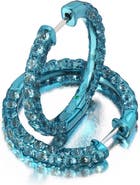 Graziela Large Swiss Blue Topaz & Blue Rhodium 3 Sided Hoops