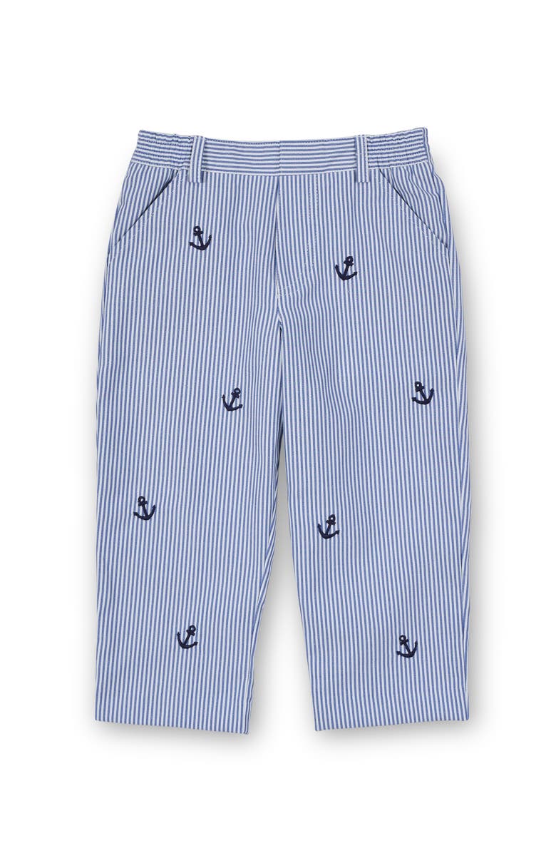 Florence Eiseman Stripe Fake Fly Pants With Anchors, Main, color, Blue Seersucker