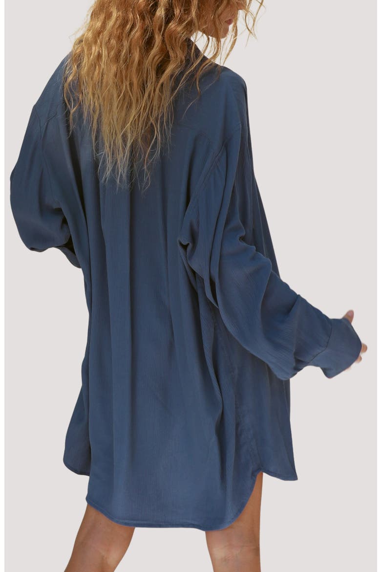 Mimi Relaxed Fit Button-Up Cover-Up Shirtdress, Alternate, color, VINTAGE INDIGO