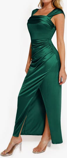 chinese dress ladies Off-Shoulder Shapewear Maxi Dress | Slim Column main image 1