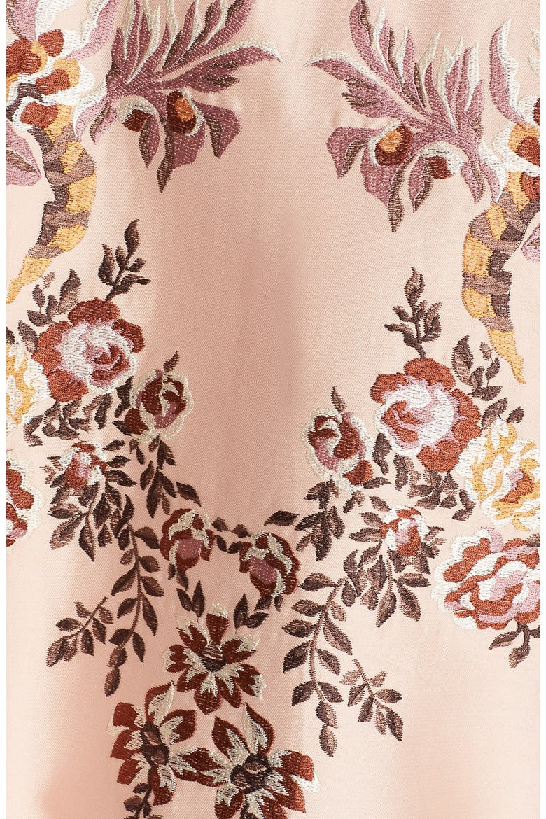 Floral Embroidered Duchesse Satin Bomber Jacket, Alternate, color, ROSE