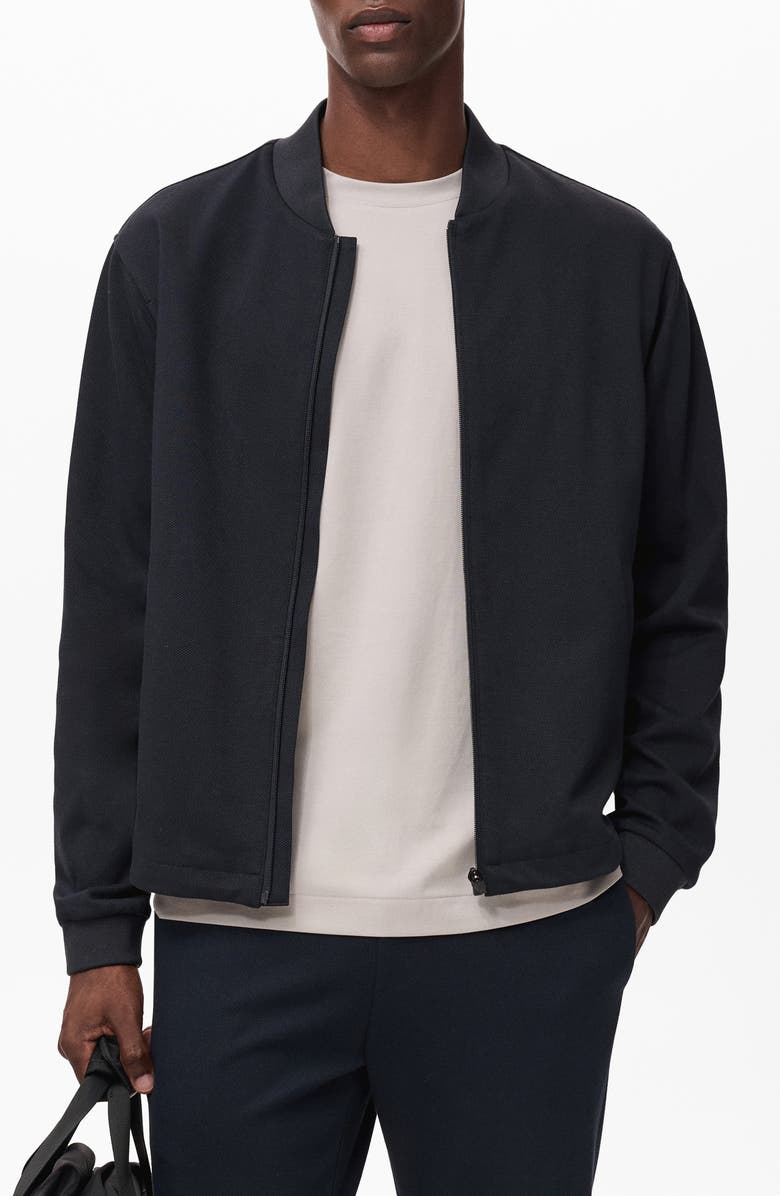 MANGO Thermoregulated Bomber Jacket, Main, color, Navy