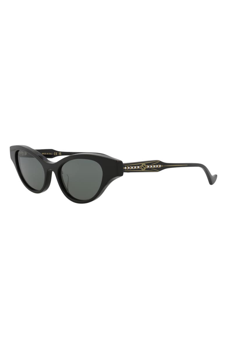 Gucci 51mm Cat Eye Sunglasses, Alternate, color, Black Black Grey