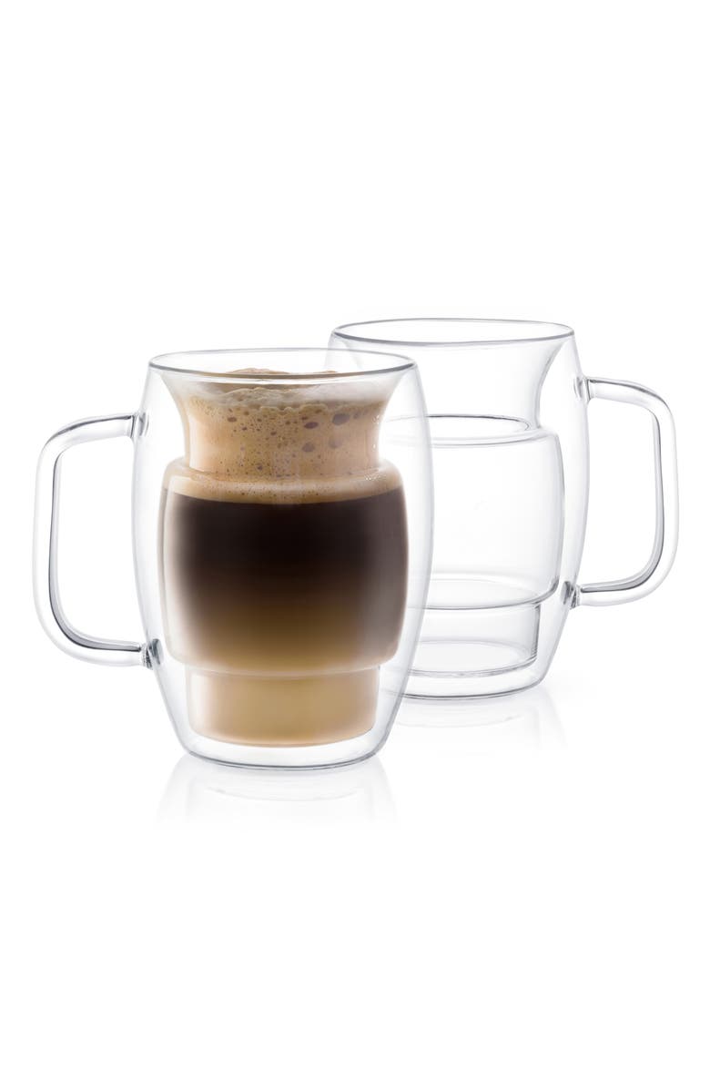 JoyJolt Cadus Double Wall Coffee Glass - Set of 2, Alternate, color, Clear