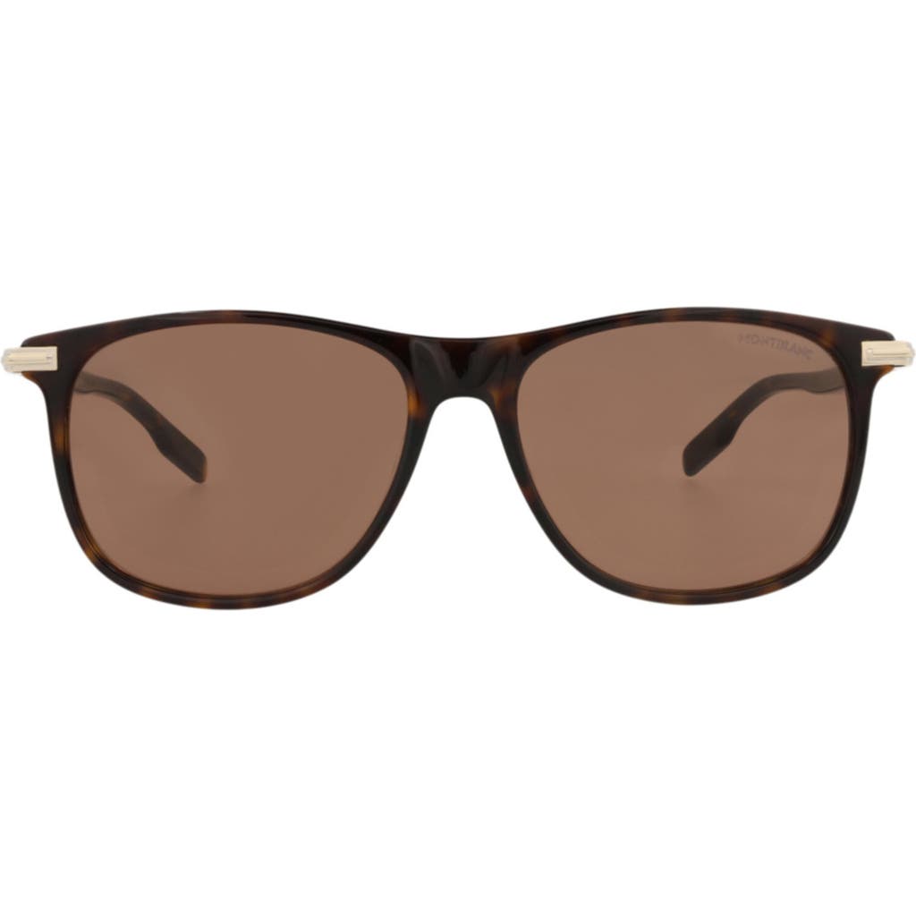 Montblanc 56mm Rectangular Sunglasses In Brown