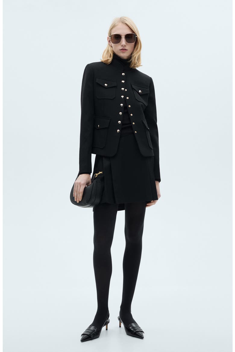 Pleated Miniskirt, Alternate, color, BLACK