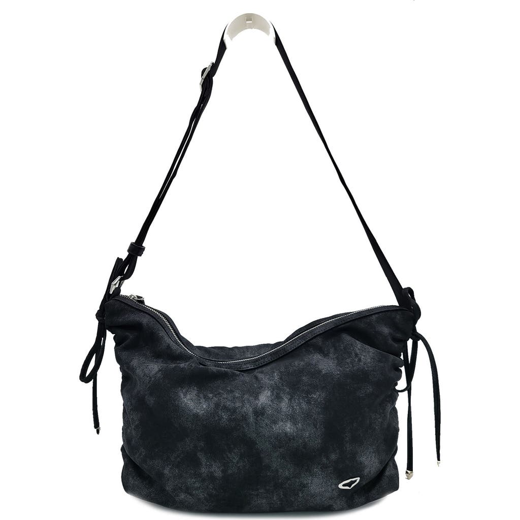 Oryany Rusty Large Distressed Canvas Shoulder Bag In Black