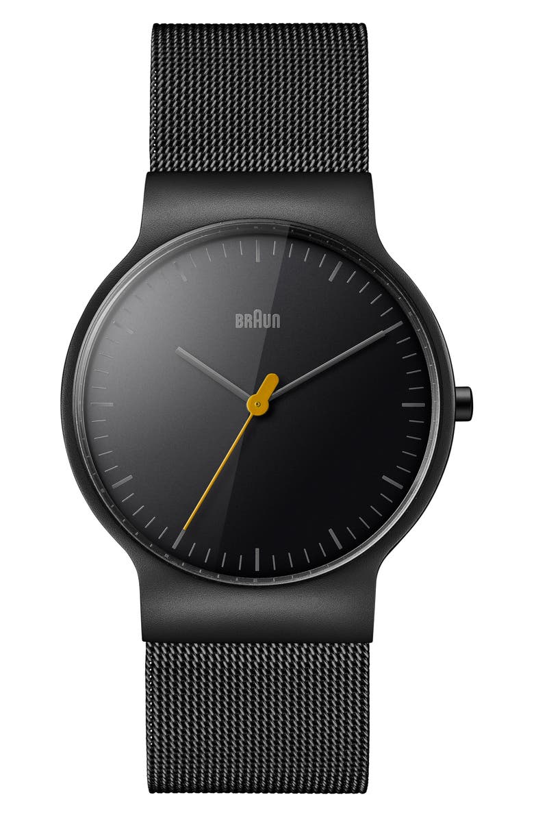 Braun 'Slim Line' Mesh Strap Watch, 38mm, Main, color, 