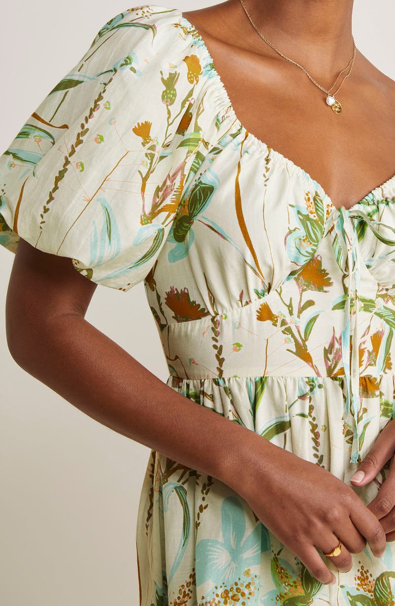 vineyard vines Floral Puff Sleeve Cotton & Silk Minidress, Alternate, color, 