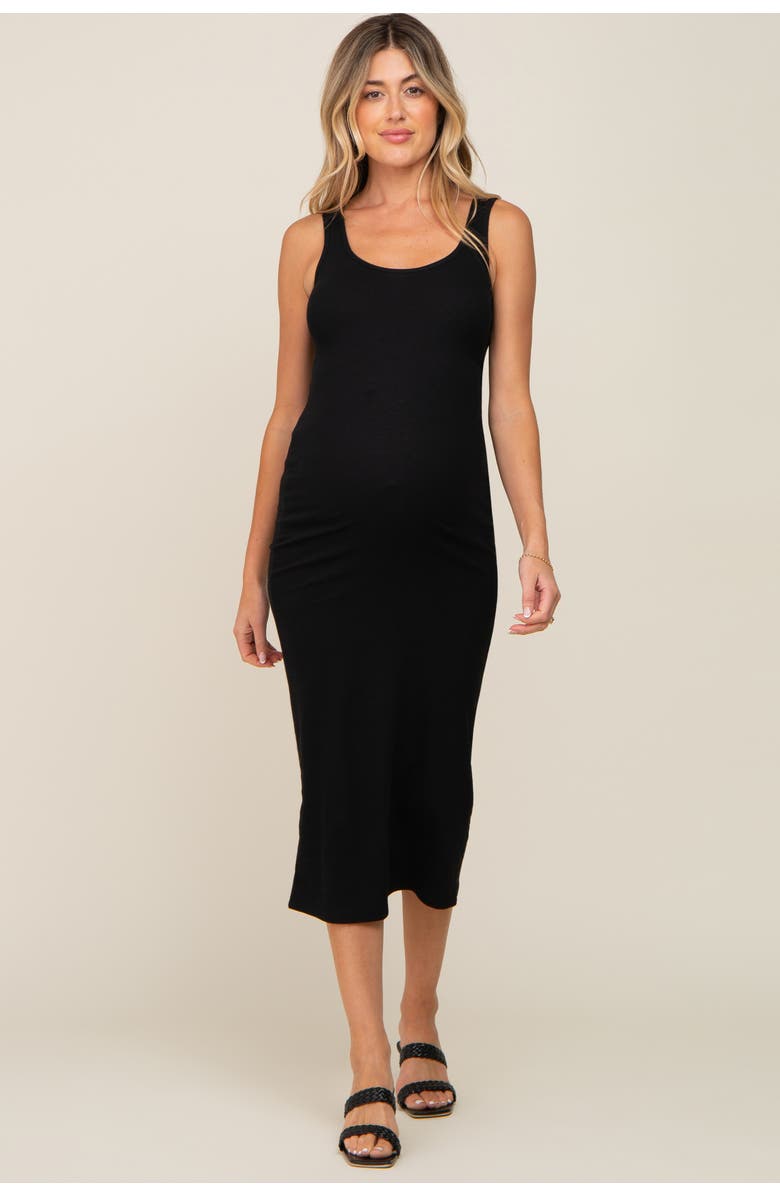 PinkBlush Ribbed Basic Maxi Dress, Alternate, color, Black