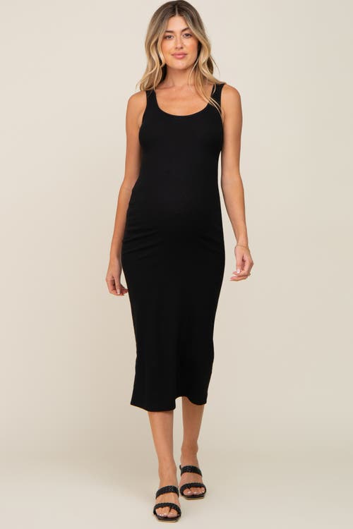 Pinkblush Ribbed Basic Maxi Dress In Black