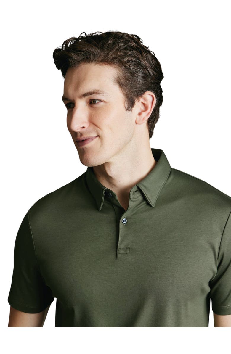 Charles Tyrwhitt Short Sleeve Jersey Polo, Alternate, color, Olive Green