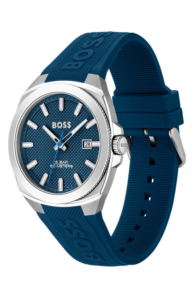 BOSS Walker Silicone Strap Watch, 41mm, Alternate, color, 