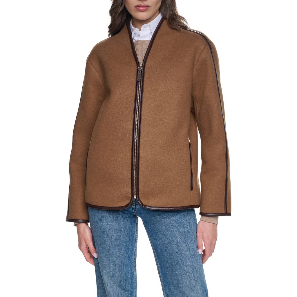 Cole Haan Signature Faux Shearling Coat in Cognac at Nordstrom, Size Large