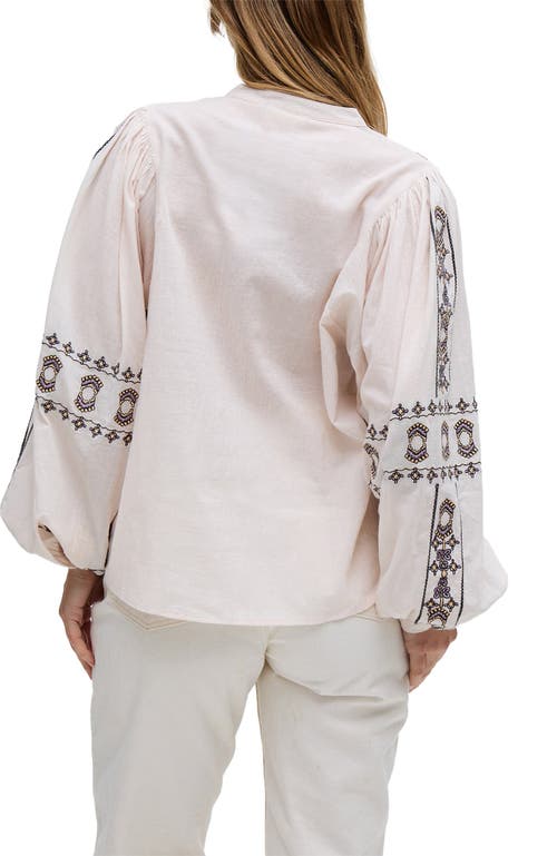 Raffya Demi Embroidered Ballon Sleeve Shirt In White