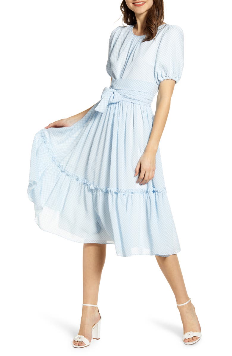 Rachel Parcell Gingham Puff Sleeve Dress, Main, color, 